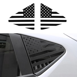 DLOVEG Car Rear Side Window Decal Compatible for 2024 2025 Subaru Crosstrek Accessories Side Window American Flag Decal Precut Back Glass USA Flag Sticker (Matte Black)