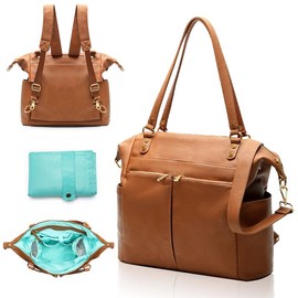 Miss Fong × MOMINSIDE Mom Diaper Bag with 14 Pockets, 4 Large Insulated Pockets, and a Changing Pad - Color: Brown