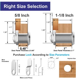 Jayseon 6 Pack Cabinet Locks, Mailbox Lock and Key Secure File Cabinet, 5/8" Cam Lock Keyed Alike Mailbox Lock Replacement for Drawer Toolbox, Zinc Alloy