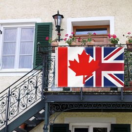 3×5 FT Canada British Combo Flag,Large Canadian UK Great Britain Decor,Double Side Digital Printed 150D Polyester Banner With Canvas Header Brass Grommet For Outdoor Indoor Parade Car