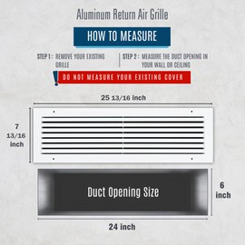 Fits 24x6 Duct Opening | Aluminum Return Air Grille by Handua | Vent Cover Grill for Sidewall and Ceiling | Rust Free | Durable Powder Coating | HVAC Cold Air Intake Grille | White