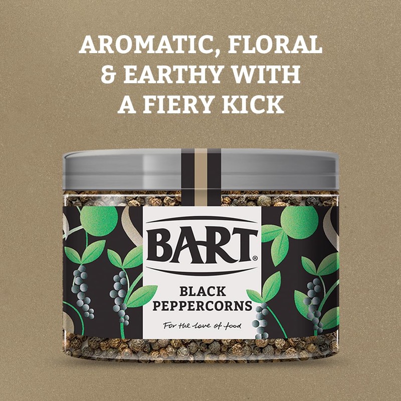 BART Black Peppercorns Large Jar - Hot & Spicy, Ideal