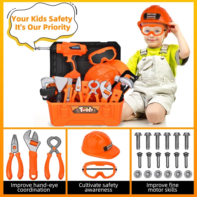 breibowski ‌Realistic Kids Drill Tool Set with 48PCS Tools &