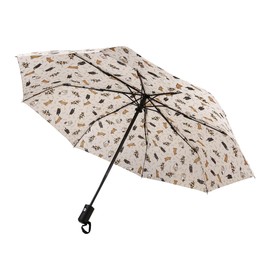 ECO CHIC Automatic Umbrella Windproof Strong Compact Folding Travel Umbrella (Beloved Cats Beige)