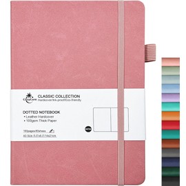 COZY CORE Dotted Journal Notebook, 80 Sheets/ 160 Pages, 215mm x 150mm Medium Size, 100 GSM Thick Paper, Hardcover, Black - Perfect for Bullet Journaling, Sketching & Note-Taking (Pink)
