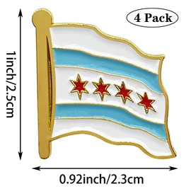HSQCEZ 4 Pack Chicago Flag Lapel Pin - Chicago Flags Pins Lapel Hat Backpacks Suit Decoration & Men Women Waving Patriotic Enamel Metal Badge Souvenir
