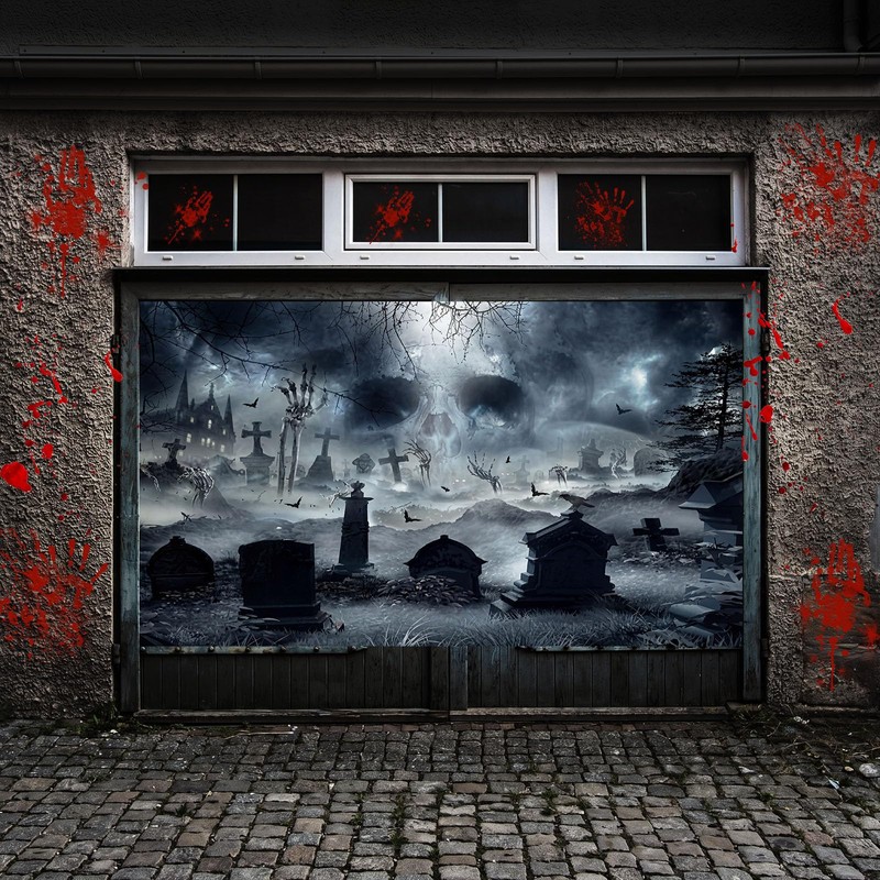 Frienda 7 x 16 ft Halloween Garage Door Cover Decoration
