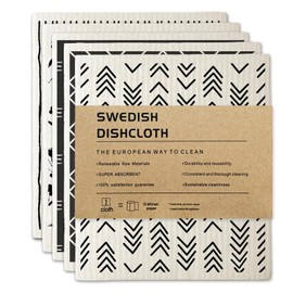 Swedish Dishcloth Set of 6 - Reusable Cellulose Wooden Fiber Kitchen Sponge Dish Cloths for Cleaning Pots and Bowls, Minky Cloths Geometric Design - Eco-Friendly Cloths Dish Cloths for Kitchen Use (6)