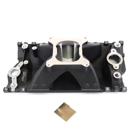 JGhyperX PC2033 Intake Manifold Aluminum Single Plane High Rise Compatible with Chevy Small Block Vortec GEN1 2913 SBC 350 262-400 V8 3000-7500 RPM (B-2033 Black)