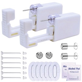 112 Pcs Ear Piercing Kits, Disposable Piercing Kit No Pain Easy Use Ear Piercing Gun Kit Tool with 100 Pcs Invisible Earrings Stud (White)