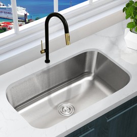 KABCO 30 Inch Stainless Steel Single Bowl Classic Kitchen Sink, Extra Thick 18 Gauge Undermount Rust Resistant, Sound and Heatproof Sink