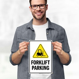 Forklift Parking Sign, 10x7 Inches, 4 Mil Vinyl Decal Stickers Weather Resistant, Made in USA by My Sign Center