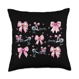 Coquette Bow Rowing Machine Rowing Workout Girl Mom Pink Throw Pillow