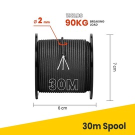 Brotree, parachute cord, nylon rope with 3 strands, tear-resistant, core coat rope (standard, reflective), black