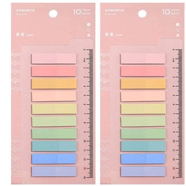 2Pack 400pcs(10 Colors&200pcs/Pack) Sticky Tabs,Index Tabs Flags with Ruler Writable Sticky Note Marker Book Tabs for Reading Notes, Sticky Note Tabs