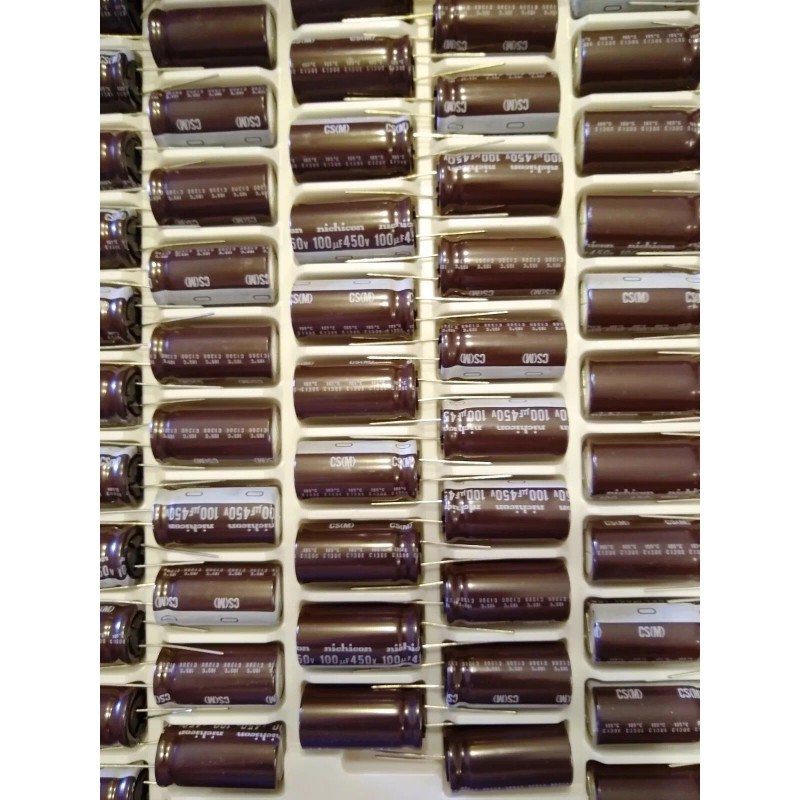 Nichicon 2X 100uF 450V NICHICON Electrolytic Capacitor 17mm X 35mm105°C
