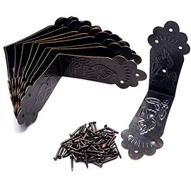 Mcredy Corner Cover Antique Guards Edge Cover 2.2" for Chair,Table,Screen etc.Bronze Iron with Nails Set of 10