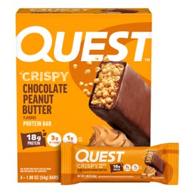Quest Nutrition Crispy Chocolate Peanut Butter Hero Protein Bar, 18g Protein, 1g Sugar, 3g Net Carb, Gluten Free Protein Snack, Keto Friendly, 4 Count