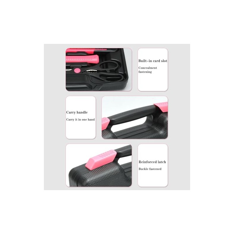 39 Pcs All Purpose Basic Household Pink Tool Kit for
