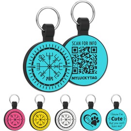MYLUCKYTAG QR Code Silicone Pet ID Tag Dog Cat Tag, Online Pet Profile, Pet Location Alert Email, Digital Pet Tag, Quiet Dog Tag, Durable Pet ID, Dog Collar Tag, Engraved Pet Tag