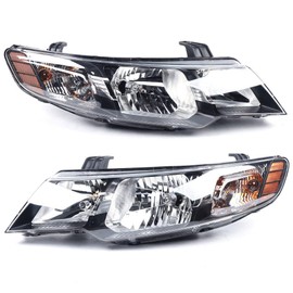EnSyuSuMa 2010 2011 2012 2013Kia Forte & Koup Forte Headlight Assembly Left Driver and Right Passenger Side Headlights Black Housing Halogen (Pair of headlights)