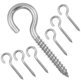 ZUSFUL 3.2 Inches 304 Stainless Steel Screw Eyes 6 Pack,Heavy Duty Screw in Hooks for Hammock Stand, Indoor Ceiling&Outdoor