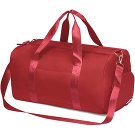 MABROUC Duffle Bag For Women, Sports Duffel Bag for Gym with Wet Pocket & Shoe Compartment, Overnight Weekender Travel Bag(red)