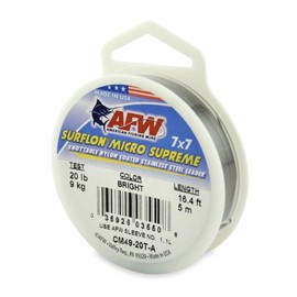 American Fishing Wire Surflon Micro Supreme Nylon Coated 7x7 Stainless Steel Leader Wire, Bright Color, 90 Pound Test, 5-Meter