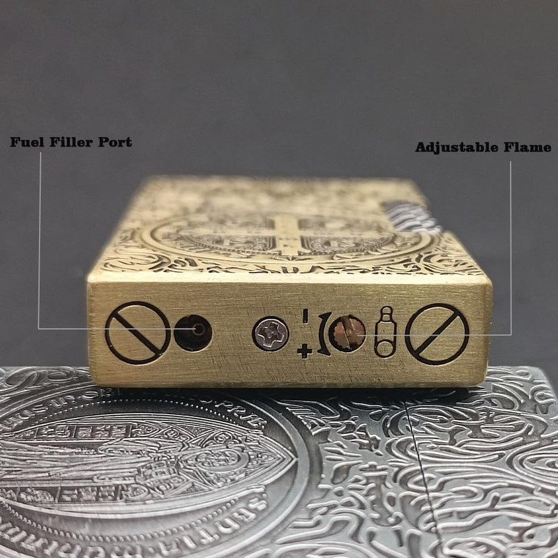 Constantine Lighter, Unique Side Wheel Trench Lighter, Refillable Butane Soft