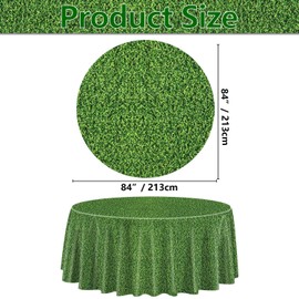3 Pcs Green Grass Tablecovers, Round Grass Pattern Plastic Tablecloths, Soccer Party Supplies for Sports Theme Parties Supplies Golf Soccer Football Event Decor, 210 x 210cm