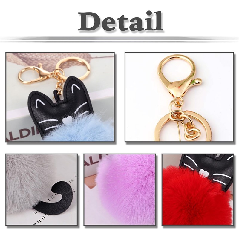 White Fang AZ095 Women's Key Ring, Charm, Keychain, Cat, Animal,
