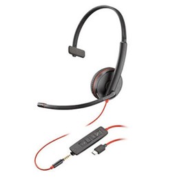 Plantronics Corded PC Headset (209750-101) w/ Case - USB-C, Black, Sealed