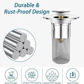 Timnamy Drain, Timnamy Drain Filter, Stainless Steel Floor Drain Filter, Steel Floor Drains Composition Sink Stopper, Bathtub Drain Hair Catcher (4)