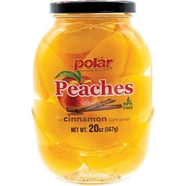 MW Polar Peach Slices in Cinnamon Infused Syrup, glass jar 20oz (Pack of 6)