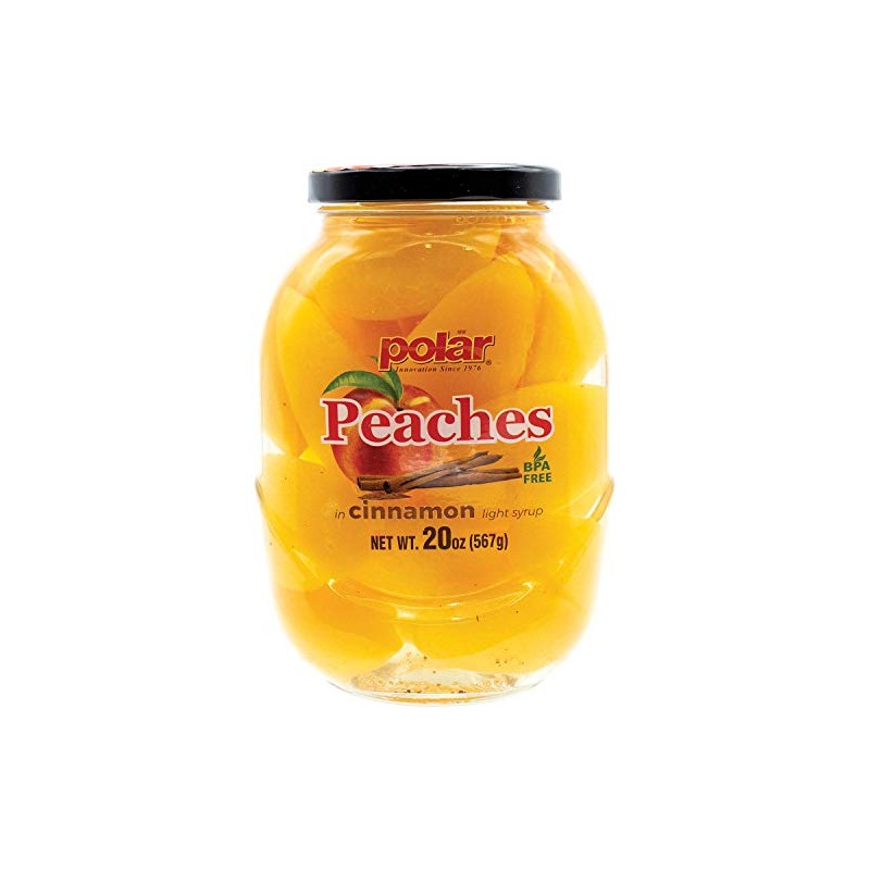 MW Polar Peach Slices in Cinnamon Infused Syrup, glass jar