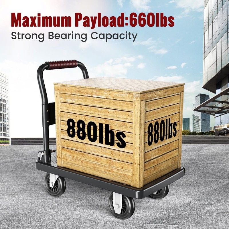 TIDY PALM Upgraded Foldable Push Cart Dolly | 880 lbs.Capacity