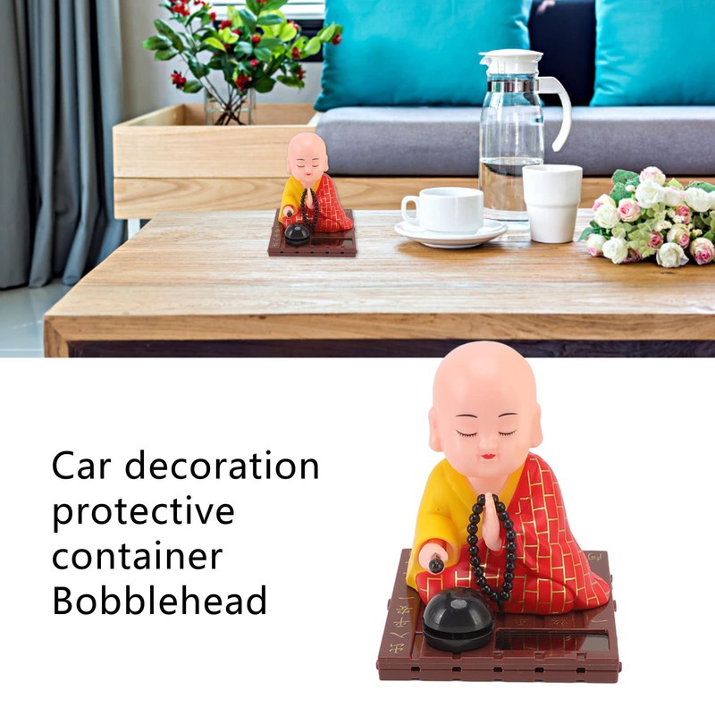 Urhomy Monk Solar Figurine Head Swing Doll Hitting Wooden Fish