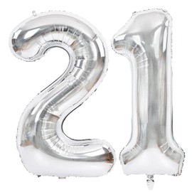 TONIFUL 40 Inch Large Silver Number 21 Balloons Giant Digital 21 or 12 Helium Balloons, Foil Mylar Big Number Balloons for 12th or 21st Birthday Party 12th or 21st Anniversary Supplies Decorations