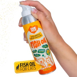 Fam Pets Omega 3 Fish Oil for Cats (5 oz) - Icelandic Fish Oil Liquid Cat Supplement with EPA DHA for Skin, Coat & Joint Health - Natural Pet Supplement - Leak-Free Aluminum Spray Bottle