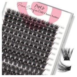 PopUp Cluster Lashes 168pcs Wispy Lash Clusters Soft D Curl Eyelash Clusters Russian Lashes Clusters DIY Eyelash Extensions at Home,Thin Bank 9-18mm MIX (56D)