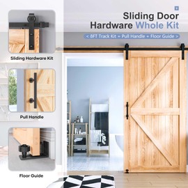 EaseLife 8 FT Sliding Barn Door Track and Handle Hardware Kit,Basic J Pulley,Slide Smoothly Quietly,Easy Install (8FT Track Kit for 40"~48" Wide Single Door)