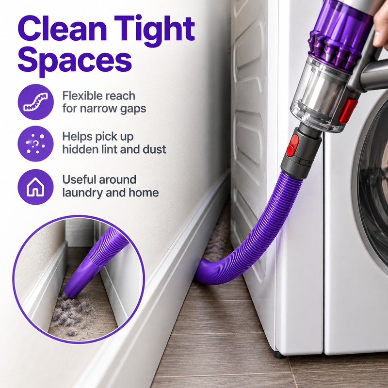 Dryer Vent Cleaning Hose for Vacuum Use – Flexible Crevice