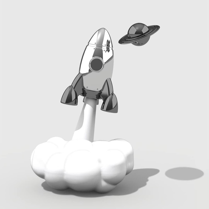 Fusée Solar Planet Keyring, Black, Silver, One Size