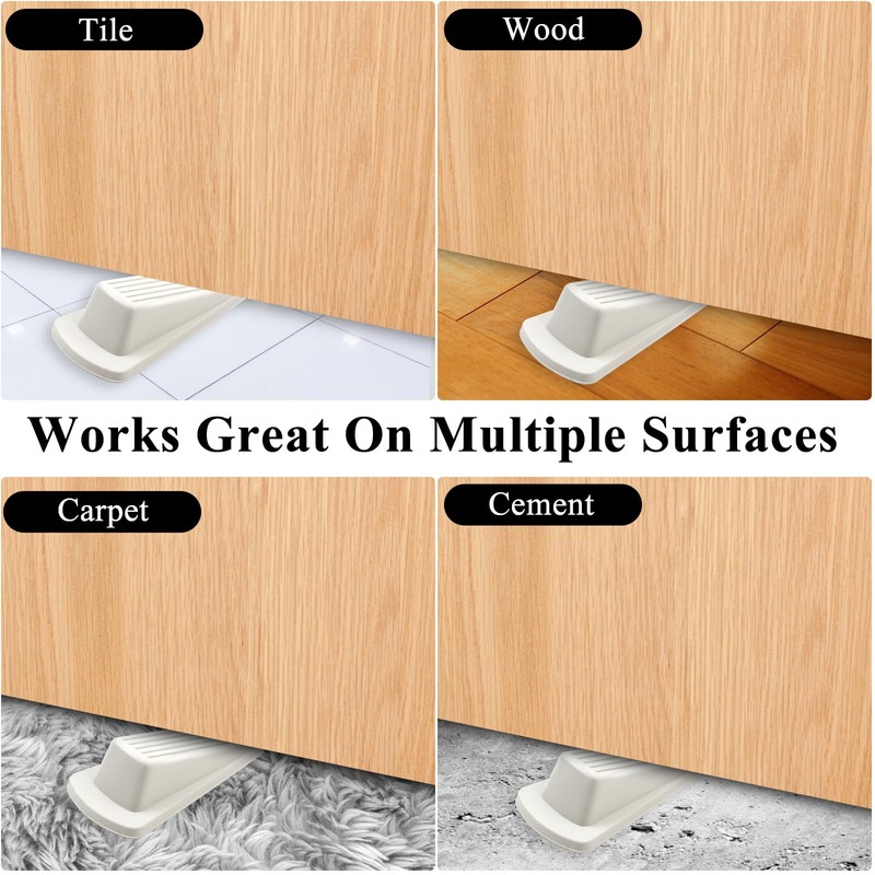 4 Pack Door Stoppers for Bottom of Door, White 4.8x2.2x1.3in
