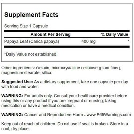 Swanson Full Spectrum Papaya Leaf Capsules, 400 mg, 60 Count