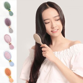 Cute Character Hairbrush with Hair Tie - Round & Colorful Bee Sky Hairbrush 3ea