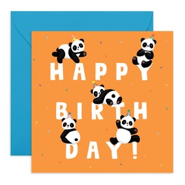 Central 23 Son Birthday Card - Cute Animal Cards for Boys and Girls - Happy Birthday Letter Panda - Orange - Comes With Fun Stickers Recyclable