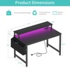 Lufeiya Small Desk with Power Outlets and LED Lights, 32
