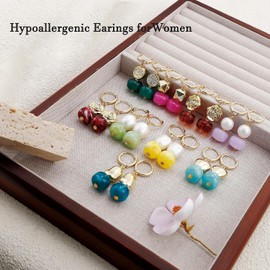 DELUU Juego de 9 pares de aretes colgantes de resina acrlica para mujer, diseo bohemio y de verano, playa, da festivo