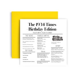 Huxters 90th Birthday Cards for Grandad and Grandma – The Birthday Newspaper Born in 1934 - Cards for Women Her or Men Him Mum and Dad 14.8cm (1934)